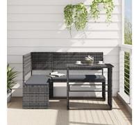 Garden Sofa with Table and Cushions L-Shaped Grey Poly Rattan Berkfield Home Grey One Size