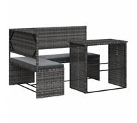 Garden Sofa with Table and Cushions L-Shaped Sofa Couch Poly Rattan vidaXL