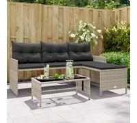 Garden Sofa with Table and Cushions Outdoor L-Shaped Sofa Poly Rattan Outdoor