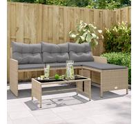Garden Sofa with Table and Cushions Outdoor L-Shaped Sofa Poly Rattan Outdoor