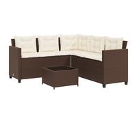 Garden Sofa with Table and Cushions Outdoor L-shaped Sofa Poly Rattan vidaXL