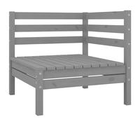 vidaXL Solid Pinewood Garden Corner Sofa Grey Outdoor Corner Seating Sofa
