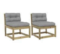 vidaXL Garden Sofas with Cushions 2pcs White Solid Wood Pine