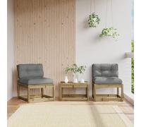 Garden Sofas with Cushions 2pcs Impregnated Wood Pine Berkfield Home Brown One Size