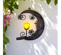 Garden Solar Gazing Moon Wall Plaque Garden Greatness Brown 1 Pack