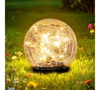 Garden Solar Lights, Cracked Glass Round Ball Light Outdoor Decor, Waterproof Decorative Warm White LED Globe Light for Landscape Walkway Backyard Patio Yard Lawn Pathway Garden Decoration
