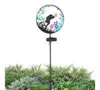 Garden Solar Lights,Dog Butterfly Design Yard Solar Lights Decor - 34.25inch Colorful Solar Landscape Stake Lights, Pathway Led Lighting, Decorative Waterproof Powered Yard Lights