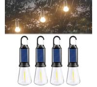 Garden Solar Lights, Outdoor Hanging Light Bulbs, Waterproof Portable Solar Rechargeable Hook Camping Lights, Three-Level Lighting Adjustment, for Hiking, Party, Fishing (Flat Bottom Style, 4)
