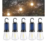 Garden Solar Lights, Outdoor Hanging Light Bulbs, Waterproof Portable Solar Rechargeable Hook Camping Lights, Three-Level Lighting Adjustment, for Hiking, Party, Fishing (Flat Bottom Style, 5)