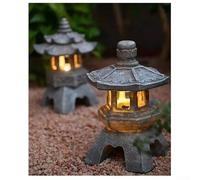 Garden Solar Pagoda Ornament, Automatic Illumination Lantern Garden Outdoor Indoor Statue Zen Asian Japanese Decor For Landscape Balcony(Dome)