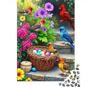 Garden Songbird 1000 Piece Jigsaw Puzzle Paper for Adults Easter Egg Basket Spring Flowers Focus Decoration 38x26cm/1000pcs