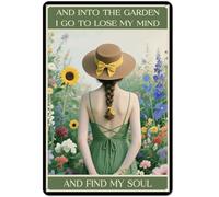 Garden Soul Searching Metal Sign - 8x12 Inch Aluminum Decor with Floral & Inspirational Quote(P169)