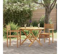 Garden stacking chair Brown Solid Teak 55.5x55.5x90cm Outdoor Seat Stackable Set