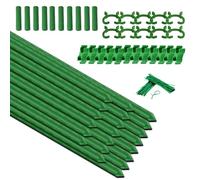 Garden Stakes 18 Inch 20 Pack,SupKing DIY 4ft 5ft 6ft 7ft 8ft Tomato Support Stakes Green Plastic Coated Metal Plant Sticks Poles Plants Trellis for Indoor Outdoor Climbing Plants Vegetables