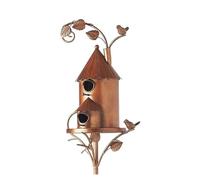 Garden Stakes Bird Cage Easy Assemble Rust-proof Durable Bird Resting Place Waterproof Garden Ornament Metal Birdhouse Exquisite(02)