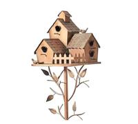 Garden Stakes Bird Cage Easy Assemble Rust-proof Durable Bird Resting Place Waterproof Garden Ornament Metal Birdhouse Exquisite(Sky blue)