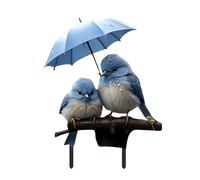 Garden Stakes Decorative, 2D Acrylic Flat Ground Insert Blue Bird Umbrella Whimsical Sign Durable Portable Style, for Patio, Front, Yard, Backyard