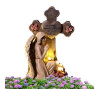 Garden Statues for Outside - Memory Angel Statue with Warm Light - Sympathy Memorial Grave Decorations for Yard Patio Lawn