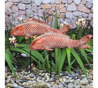 Garden Statues Koi Fish Decor, Garden Fish Pond Statues, Set of 2 Antique Copper Koi Art Sculptures for Outdoors Patio Backyard Lawn Yard Decoration, Japanese Garden Decor, Best Gifts