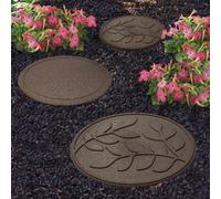 Garden Stepping Stones Ornamental Path Eco Friendly Weatherproof Recycled Rubber Leaf Design Earth (1)