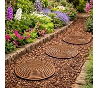Garden Stepping Stones Set of 3 - 31cm Round Recycled Rubber Stepping Stones for Lawn and Grass, Lightweight Tree Stump Effect Outdoor Path Stones, Weatherproof
