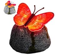 Garden Stones - Solar Led Butterfly Pebbles Light Up Landscape Artificial Stones Decorative Collection | Resin Pp Gravel Rocks Feature For Walkway Patio Lawn Indoor Outside Pond Yard