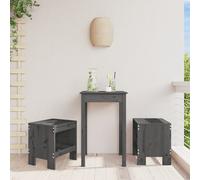 Garden stool 2pcs Grey Solid Pine Wood 40x36x45 cm Rustic Outdoor Seats Compact