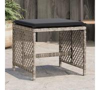 Garden Stool Set 4pcs Light Grey Poly Rattan 41x41x36cm Anthracite Cushion Mini