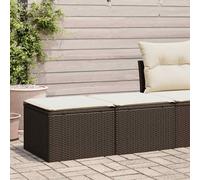 Garden Stool Set Brown PE Rattan 55x55x37cm Powder-Coated with Cushions x2