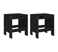 Garden Stools Bar Stool Patio Wooden Chair 2 pcs Black Solid Wood Pine vidaXL