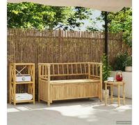 Garden Storage Bench 110x47x80cm Natural Bamboo Outdoor Indoor Seat+Storage