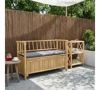 Garden Storage Bench Dark Grey Bamboo 110 x 47 x 80 cm Outdoor Seat Patio Garden