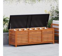 Garden Storage Bench Natural Eucalyptus Wood with Black Metal Top 150x50x55cm XL