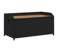 vidaXL Garden Storage Bench Poly Rattan 120cm Black Outdoor Cabinet Multi Box