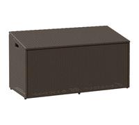 Garden Storage Box 110x50x58cm Brown PE Rattan with Steel Frame & Gas Lift Bag