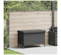 (black) vidaXL Garden Storage Box with Wheels Grey 110x55x73 cm Poly Rattan