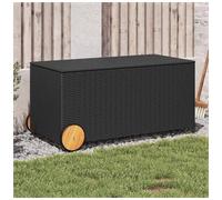 Garden Storage Box Black 107x55x50/53cm PE Rattan Steel Frame with Liner Outdoor