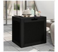Garden Storage Box Black 118 L Polypropylene Rattan Effect 55.5x43x53cm Lockable
