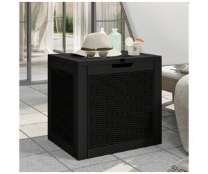 Garden Storage Box Black 118 L Polypropylene Rattan Effect 55.5x43x53cm Lockable