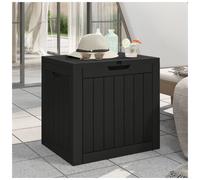 Garden Storage Box Black 118L 55.5x43x53cm Polypropylene Wood-Effect Lid Locker
