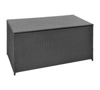 Garden Storage Box Black 120x50x60 cm PE rattan with steel frame lined lid PRO