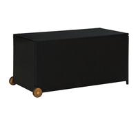 Garden Storage Box Black 120x65x61cm PE Rattan & Acacia Wood with Wheels w/zip.