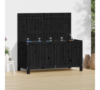 Garden Storage Box Black Pine Solid Pinewood 121x55x64cm Ventilated Lid Large