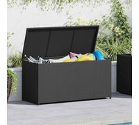Garden Storage Box Black Polyrattan 120 x 50 x 60 cm with Storage Space for Cushions and Blankets, Weatherproof Outdoor Chest for Balcony Patio