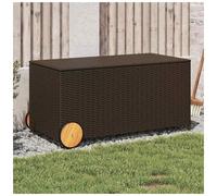 Garden Storage Box Brown 107x55x50/53cm PE Rattan Steel Frame Large Weatherproof