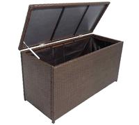 Garden Storage Box Brown 120cm Poly Rattan Patio Storage Chest Outdoor Furniture