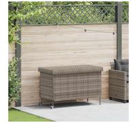 Garden Storage Box Grey 110x55x73 cm PE Rattan Powder-Coated Steel Wheels w/Bag