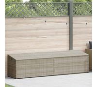 Garden Storage Box, Light Grey, 220 x 50 x 58 cm, Poly Rattan, Weatherproof and Waterproof with Storage Space for Cushions, Balcony, Patio, Robust Plastic Chest with UV Protection and Sturdy Steel