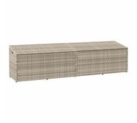 Garden Storage Box Light Grey 220x50x58cm PE Rattan Powder-Coated Steel with Lid