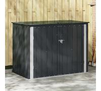 Garden Storage Box Lockable Black Steel 151.5x82x110.5cm Secure Outdoor Large XL
